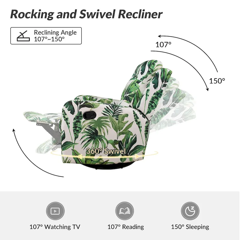 Manual Swivel Recliner with Tufted Back Set of 2