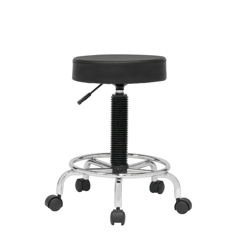 Calico Designs Padded, Rolling, Height Adjustable Stool with Footring