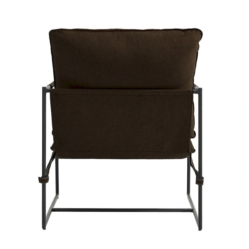 Metal Framed Accent Chair Sling Armchair with Bag Cushion