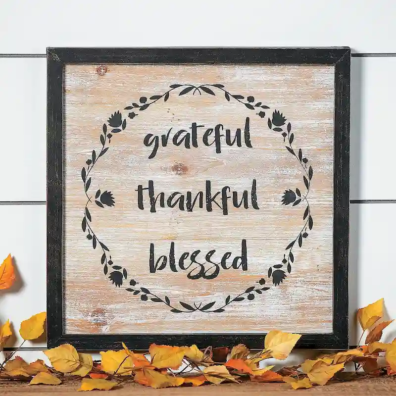 Grateful Thankful Blessed Wall Sign, All Seasons, Home Decor, Decorative Accessories, 1 Piece