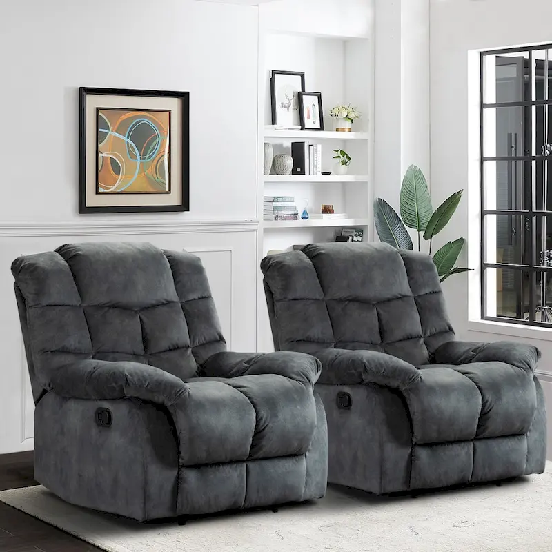 Manual Ergonomic Overstuffed Recliner Chair