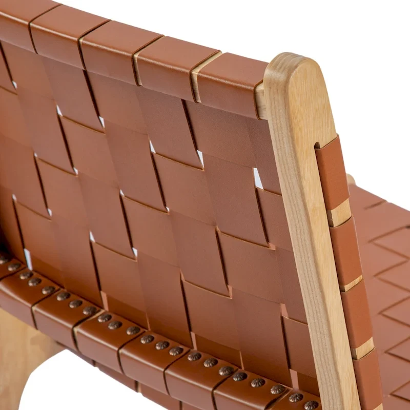 Fully Assembled Woven Leather Counter Height Bar Stools - 18.9W x 18.9D x 38.2H