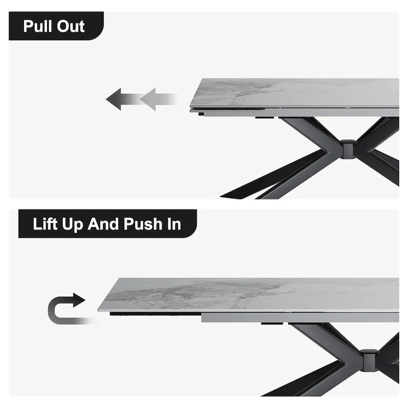 110.24  Extendable Rectangular Sintered Stone Dining Table - 78.74  to 110.24