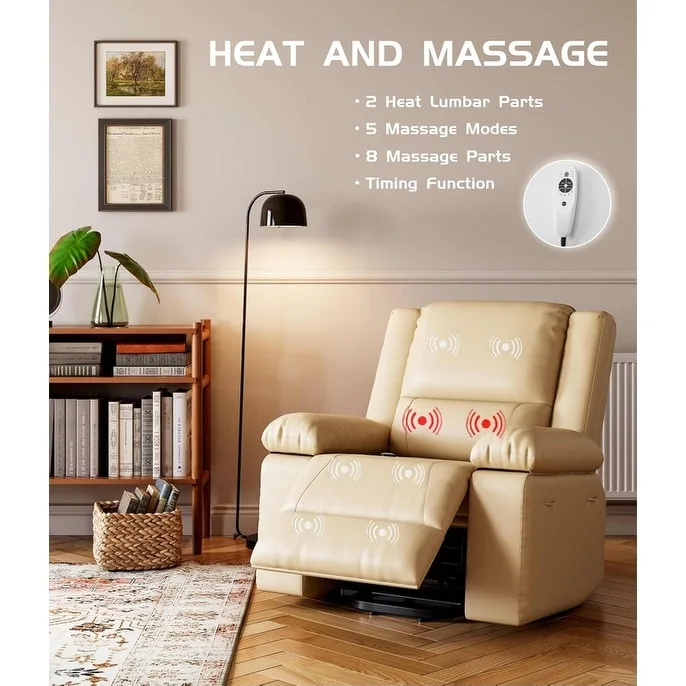 Leather Power Lift Recliner with Heat & Massage