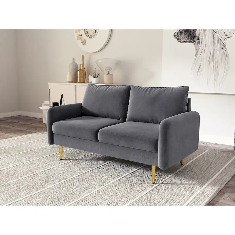 58 Velvet Square Arm Loveseat