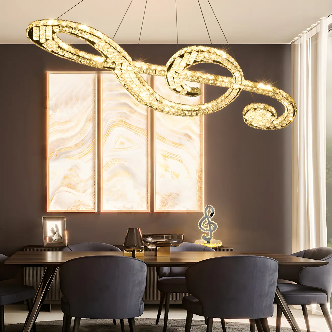 Artistic Modern Crystal 2-Light Island Pendant Light