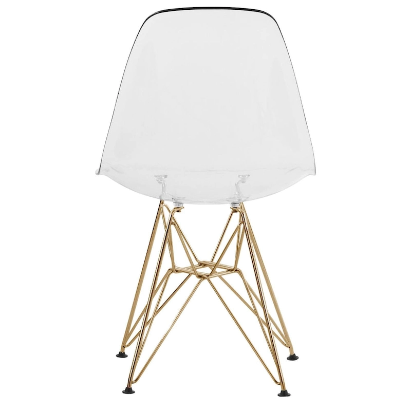 Cresco Plastic Dining Side Chair with Eiffel Base in Gold Set of 2 by LeisureMod