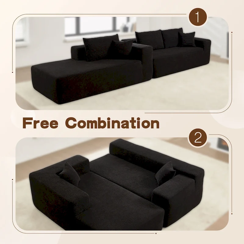 OVIOS Pit Stripes No Assembly Required Chaise Sofa