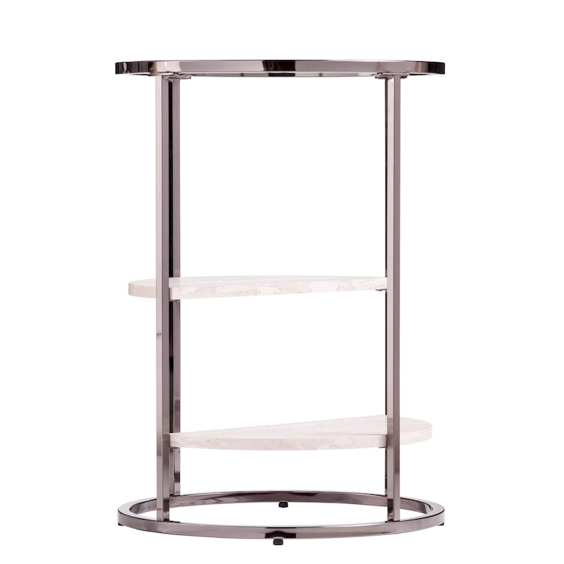 SEI Furniture Lindale Round Side Table w/ Faux Stone