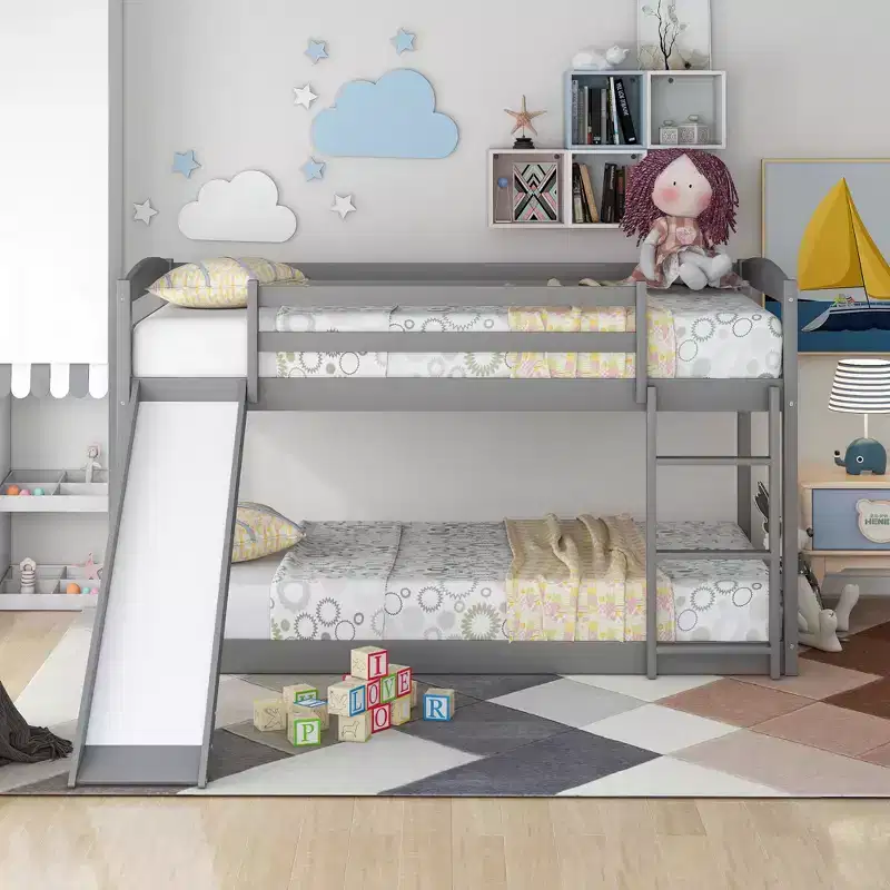 Whisen Twin over Twin Bunk Bed with Convertible Slide and Ladder