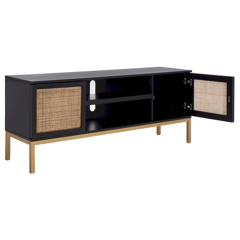 SAFAVIEH Cristen 1 Shelf Rattan Media Stand - 54 W x 15 D x 22 H - 54Wx15Dx22H