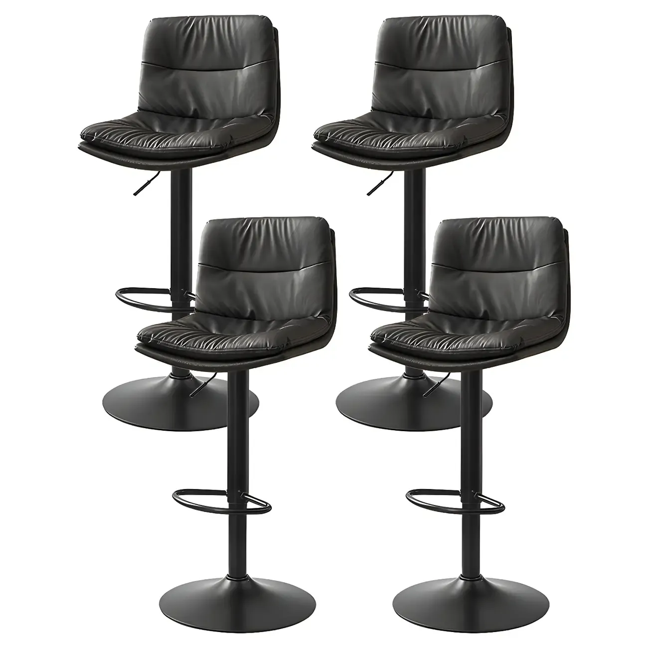Modern Leather Saddle Swivel Adjustable Bar Stool