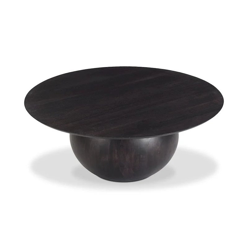 Modern Solid Acacia Wood Round Base Coffee Table
