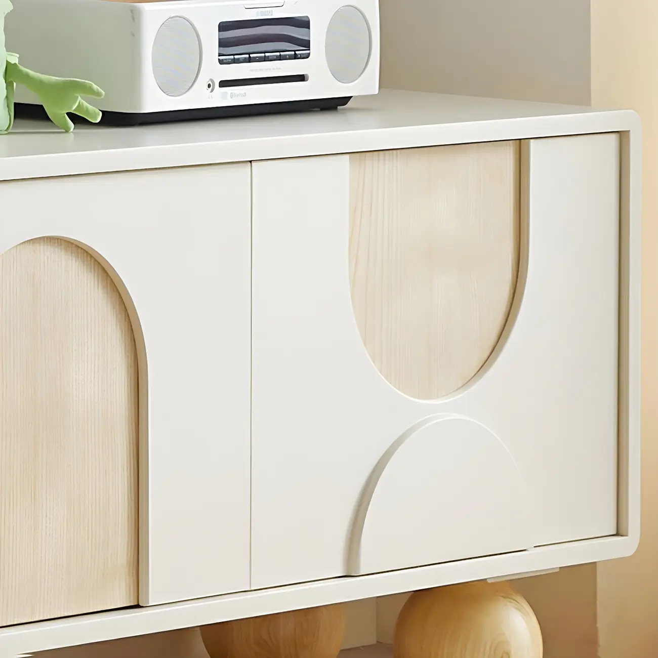 79 White Modern Acrylic Arch Panel Cable Management TV Stand