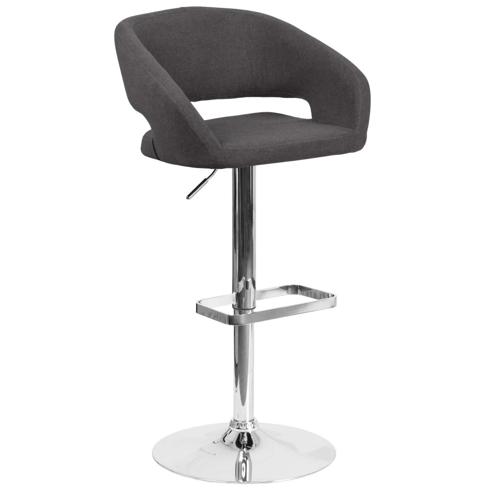 Modern Upholstered Adjustable-Height Barstool with Rounded Back