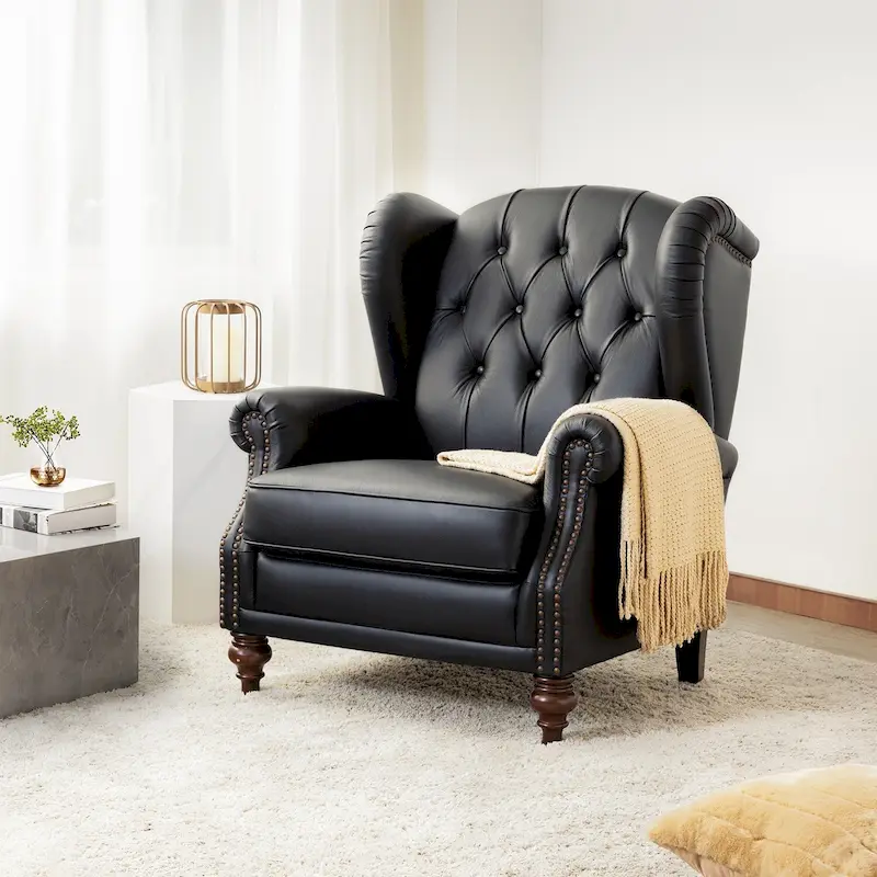 Alex Classic Leather Armchair with Nailhead Trim