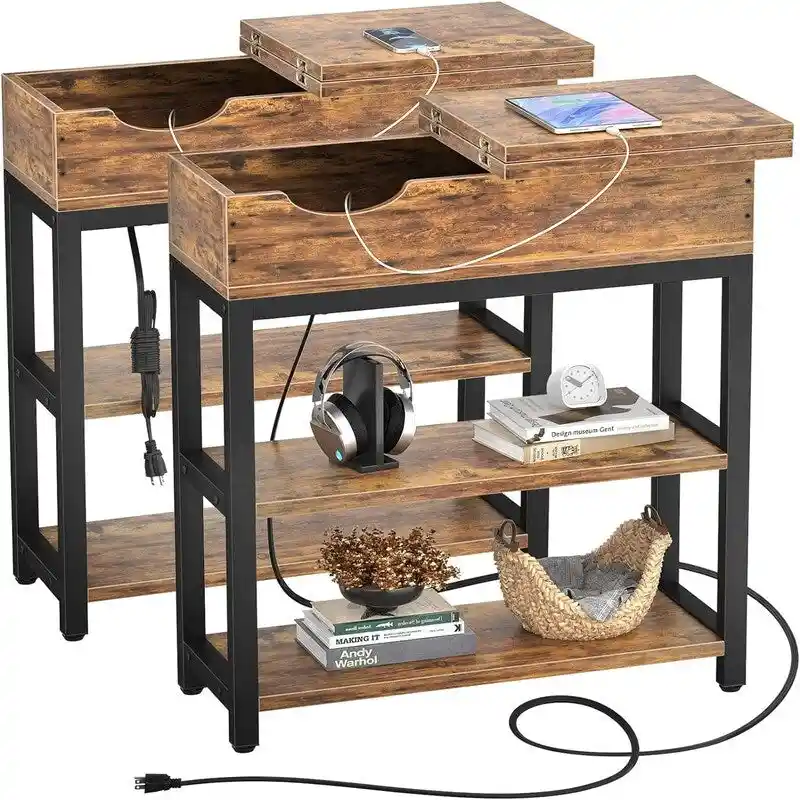 End Table with Charging Station - 11D x 23.6W x 24.5H