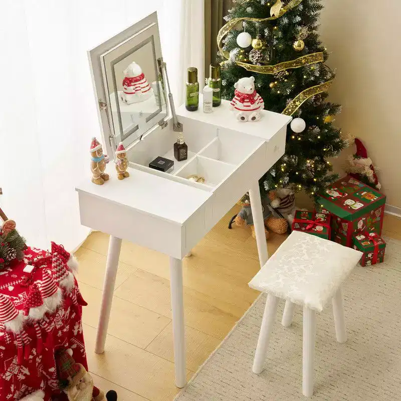 White Dressing Table Set With Led