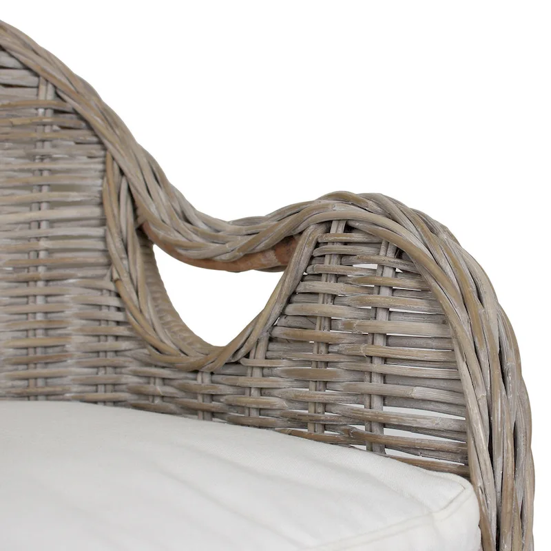 Natural Rattan Handwoven Wicker Armchair With Cushion by East at Main