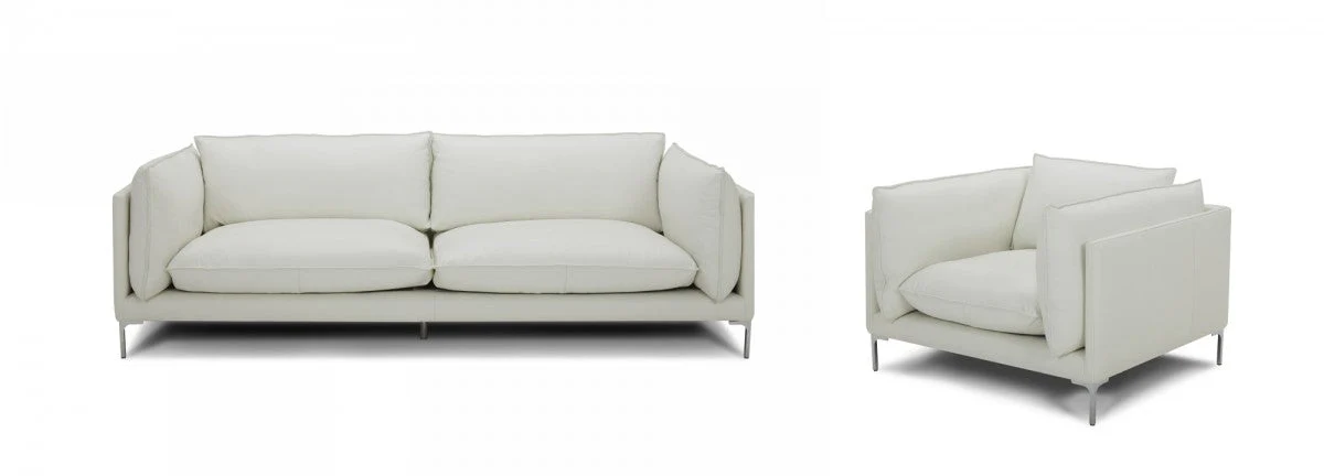 Harland Modern Leather Living Room Collection in Grey or White