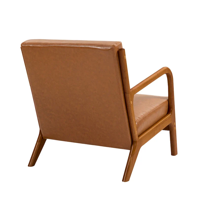 Mid-Century Modern Upholstered Accent Chair with Wood Frame