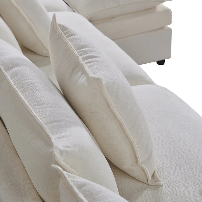 White 142.52 U-Shaped 6-Seater Sectional Sofa