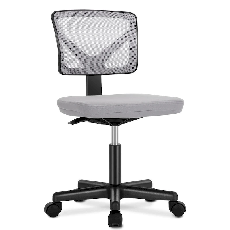 Armless Small Office Desk Chair with Back