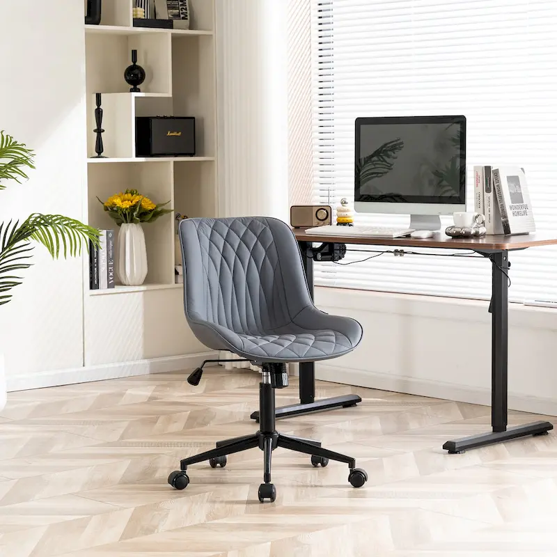 Armless Home Office Desk Chairs with Wheels Rolling Task Chair