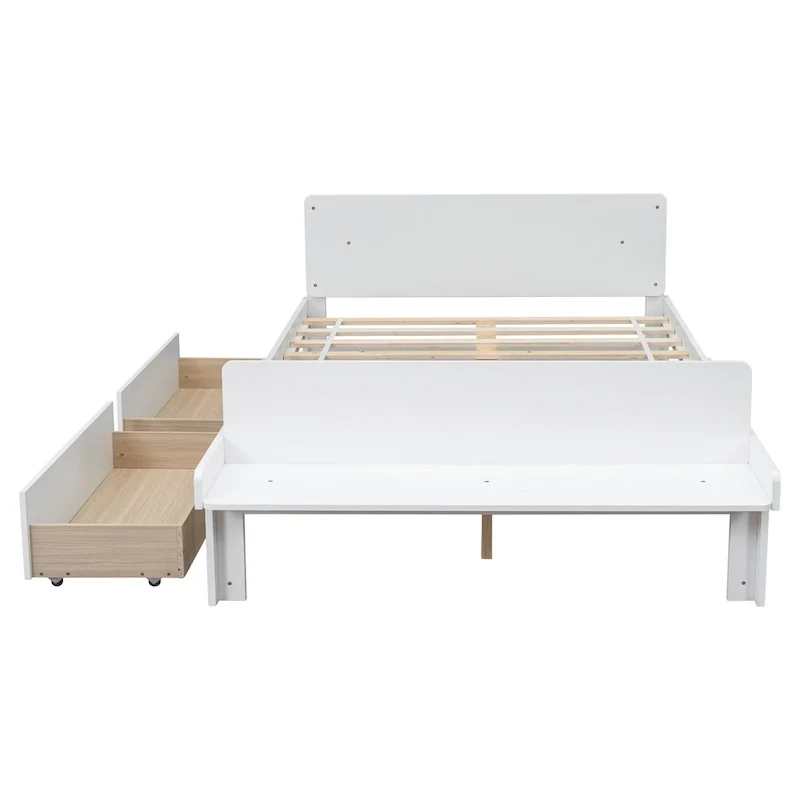 Full Bed with Footboard Bench,2 drawers