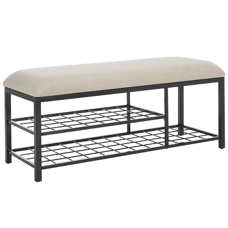 SAFAVIEH Yael Open Shelf Bench with Cushion - 42 W x 15 D x 18 H - 42Wx15Dx18H