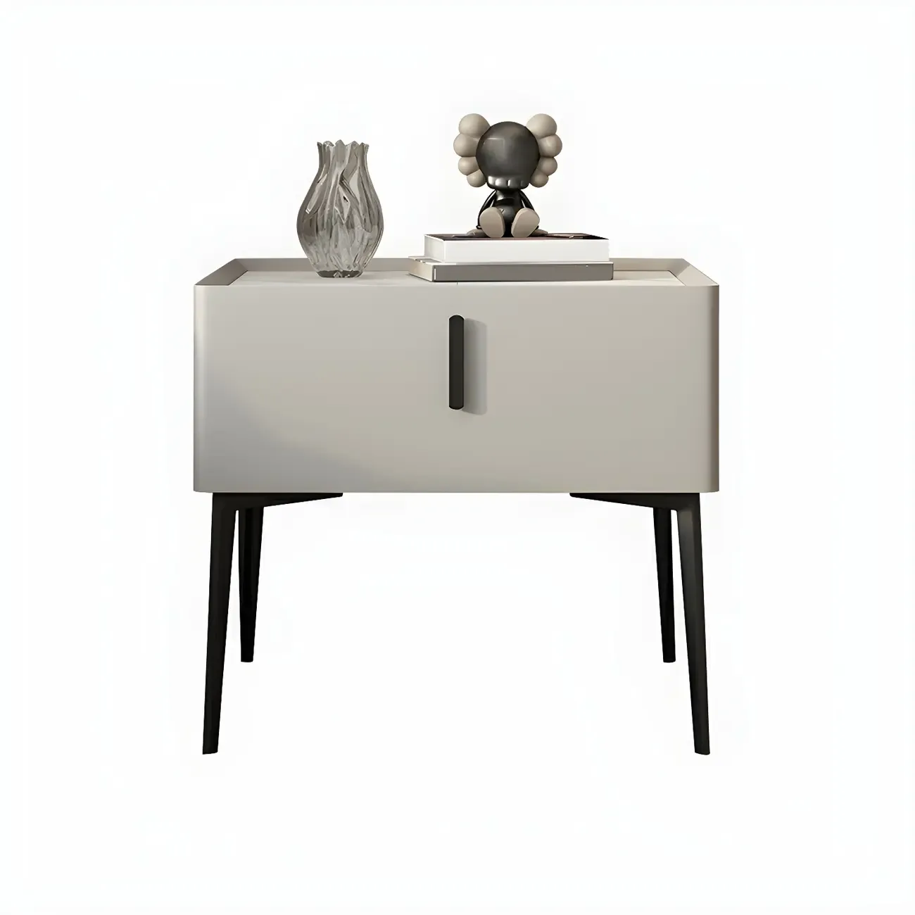 Trendy Narrow Cubic Wooden Nightstand with Legs