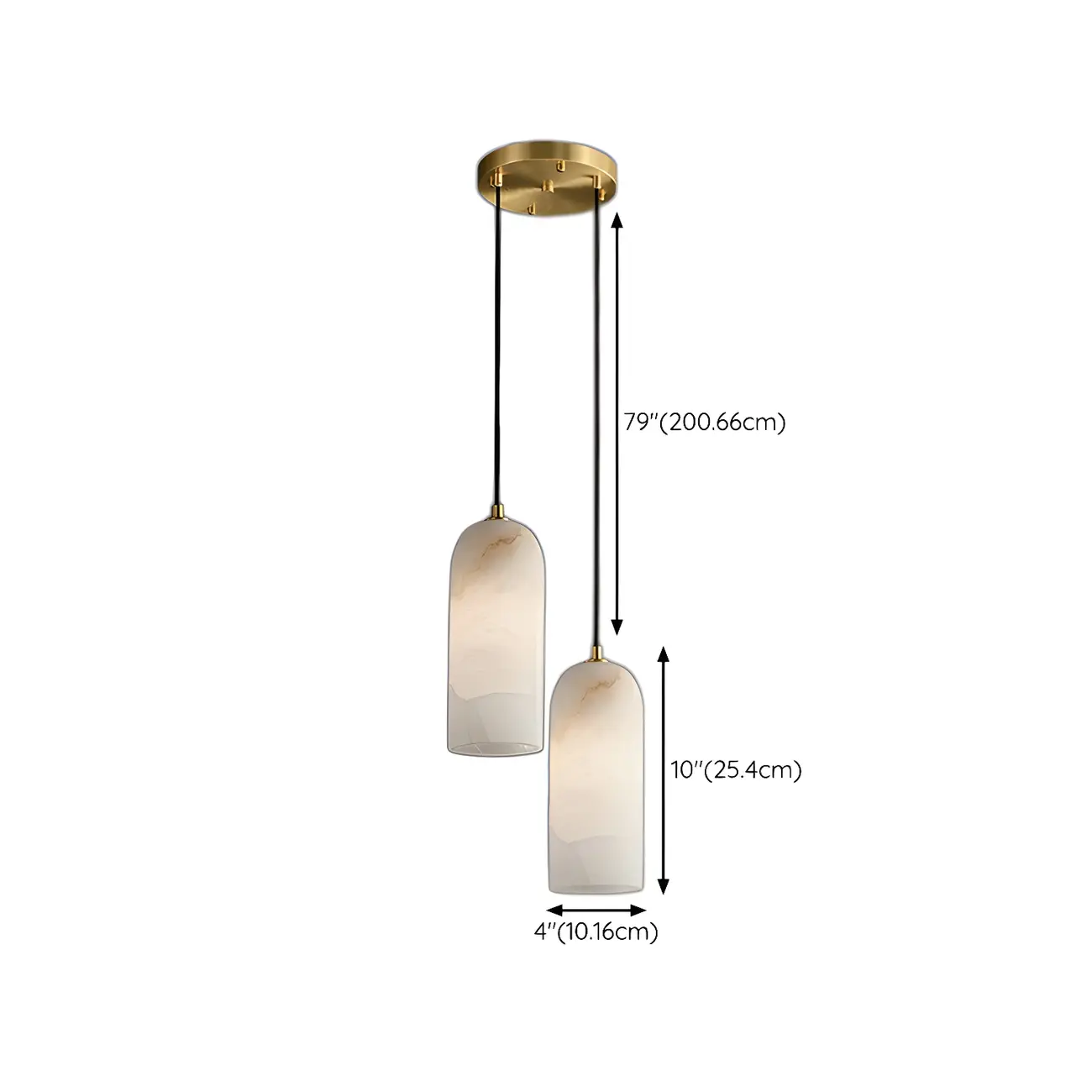 Modern Gold Bell Alabaster Adjustable Pendant Light