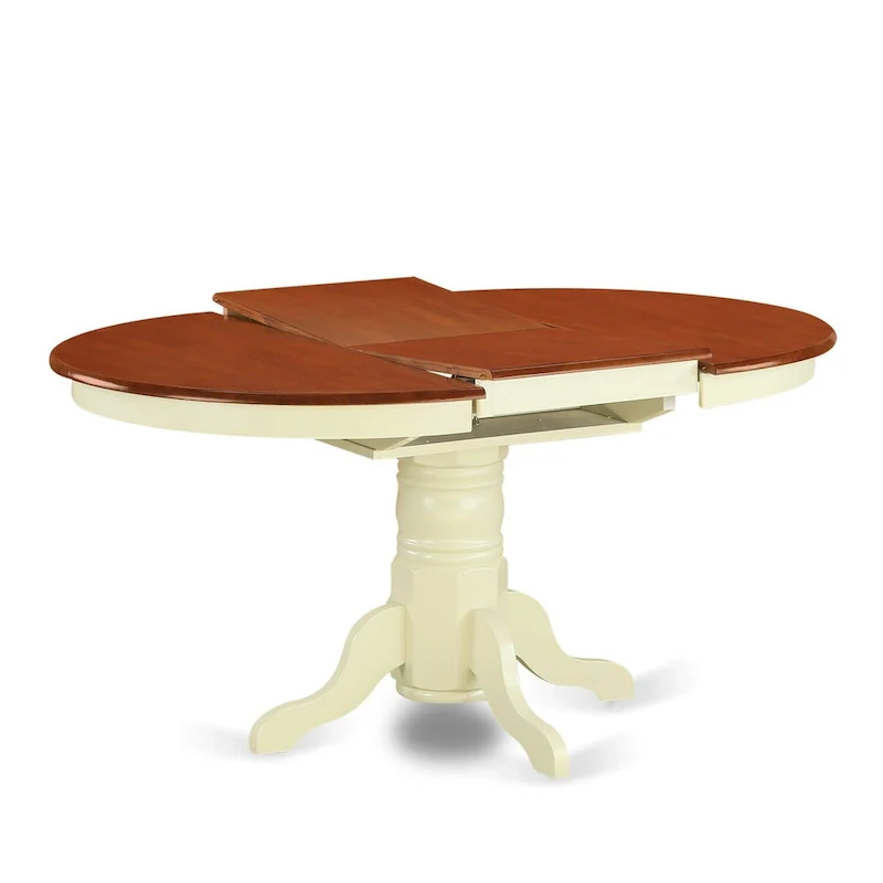 East West Furniture Kitchen Dining Table Butterfly leaf Oval Table Top and Pedestal Legs- Hardwood Table (Finish Option)