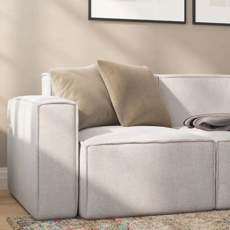 Contemporary Configurable Modular Left Side Sofa Chair with Armrest