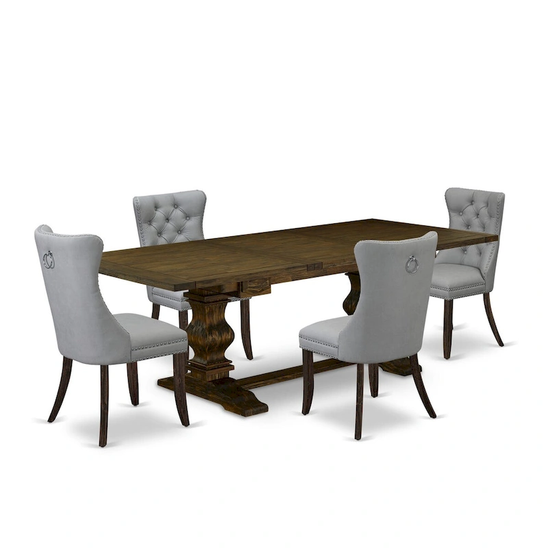 East West Furniture Dining Table Set Consists of a Rectangle Wooden Table and Parson Chairs, Jacobean (Pieces Options)