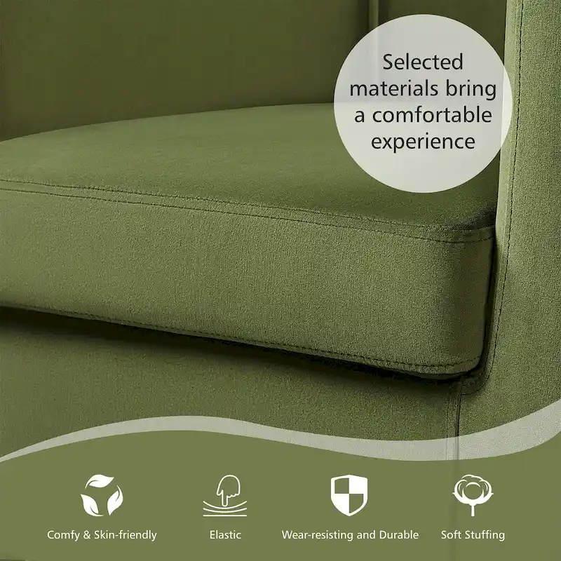 Yaheetech Modern Barrel-shaped Chair Upholstered Velvet Club Chair