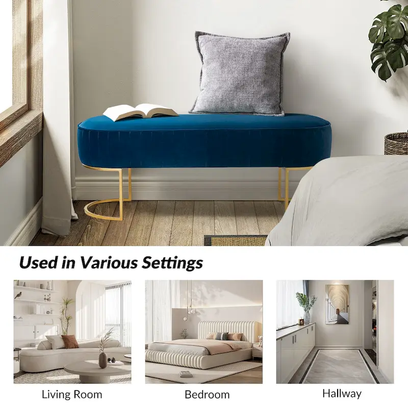 Justo 48 Wide Bench with Metal Base