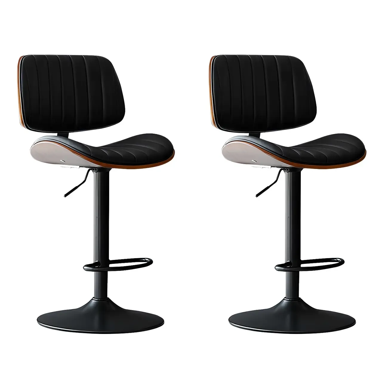 Modern Faux Leather Adjustable Swivel Bar Stools