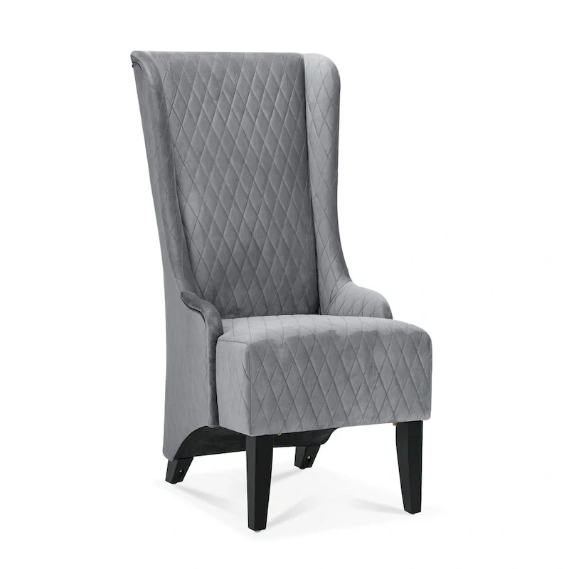 Upholstered Velvet Accent Chair with High Wingback and Wooden Legs