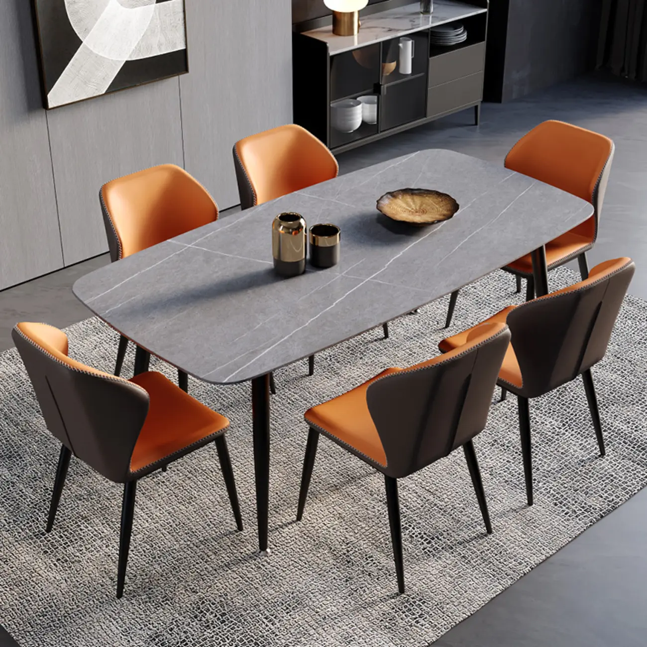 Scandinavian Faux Leather Wingback Dining Chairs