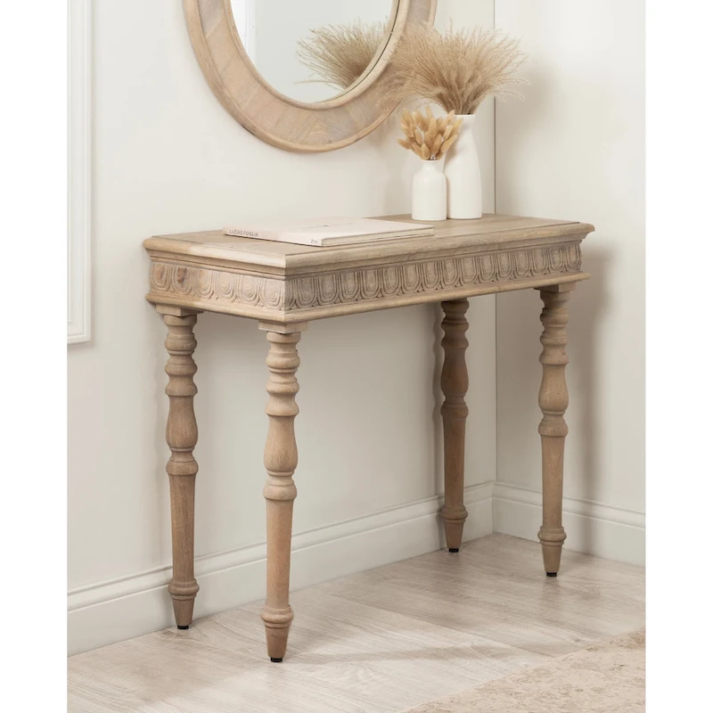 Kate and Laurel Patresa Carved Wood Console Table - 36x14x30