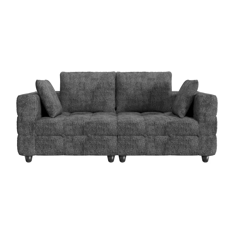 77.95 Fabric 3-Seater Sofa with Tool-Free Assembly, Space-Saving Design, and Solid Wood Frame