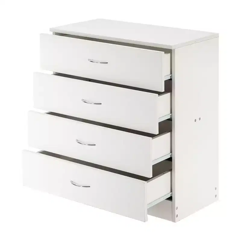 Karl Home 4-Drawer White Particle Board 25.98in. W Chest of Drawer