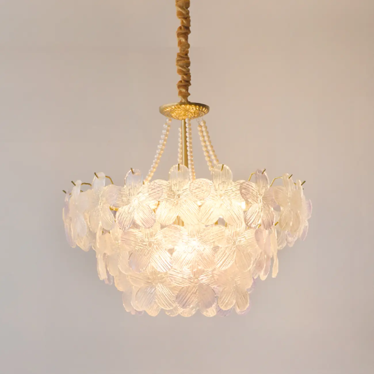 Modern Tier Round Flower Crystal Chandelier
