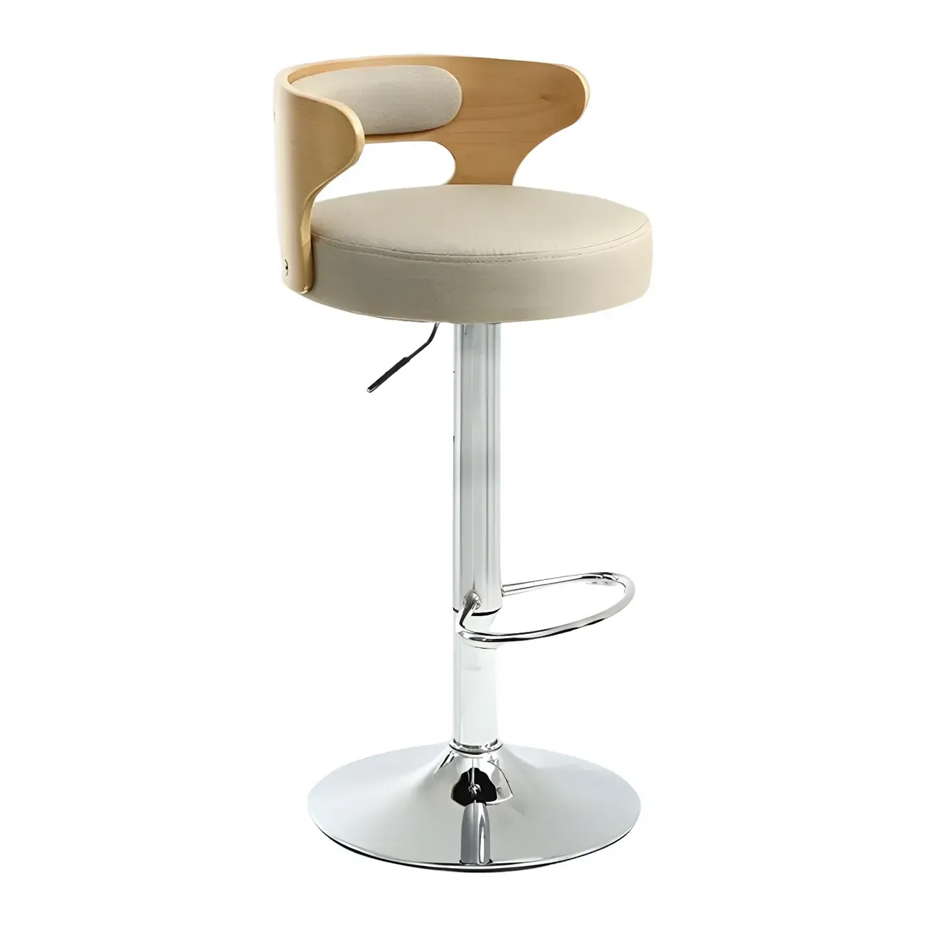 Adjustable Round Leather Swivel Bar Stools with Back
