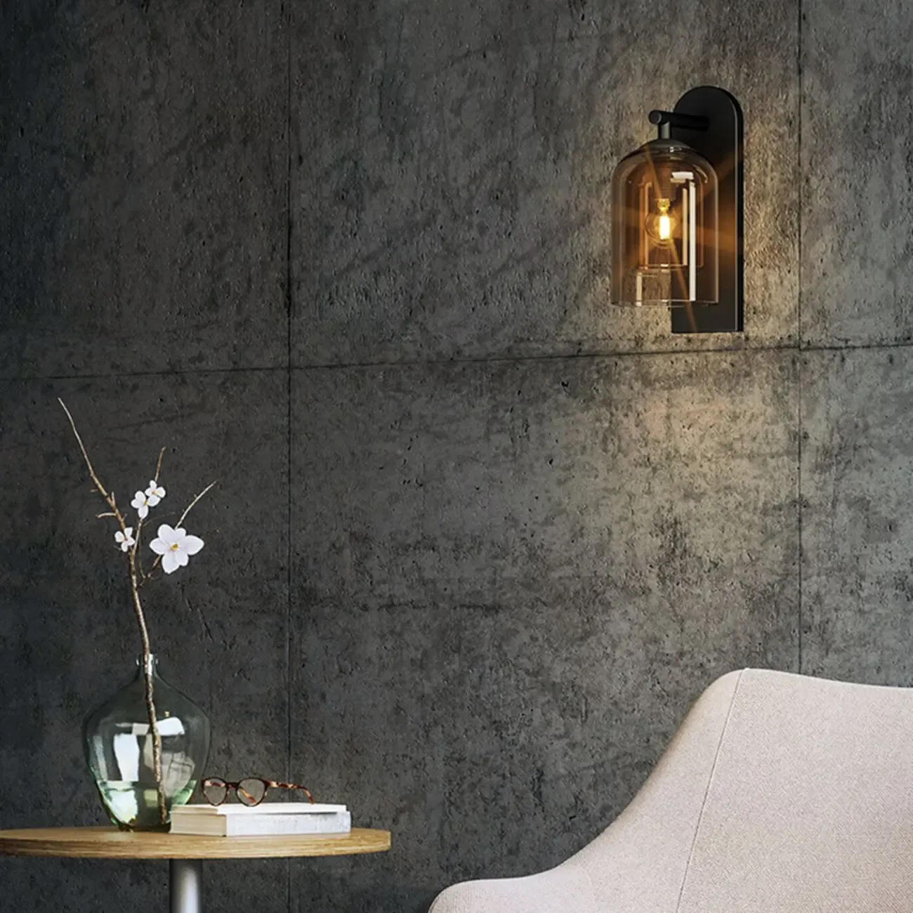 1-Light Double Shade Glass Ambient Wall Sconce