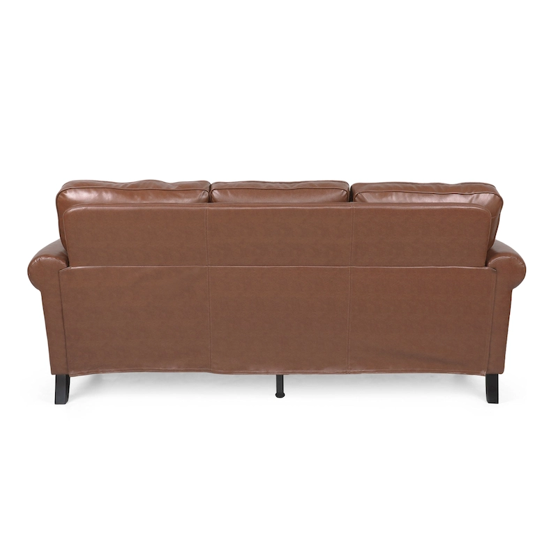 Dowd Faux Leather 3 Seater Sofa with Nailhead Trim by Christopher Knight Home