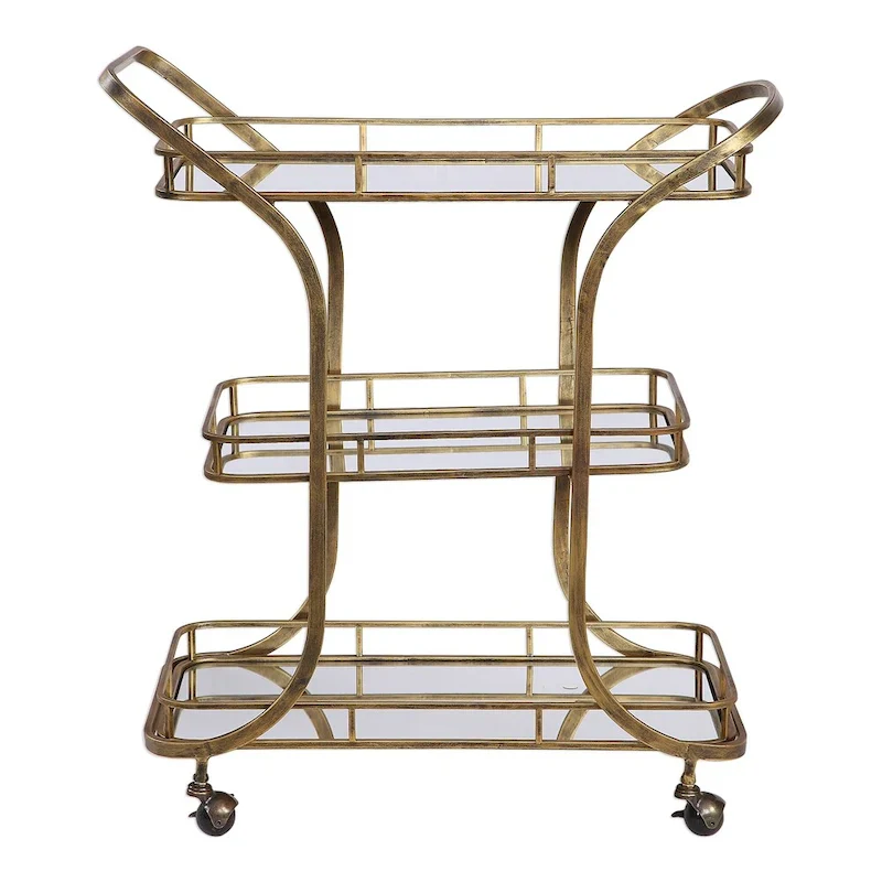 Uttermost Stassi Antiqued Gold Serving Cart
