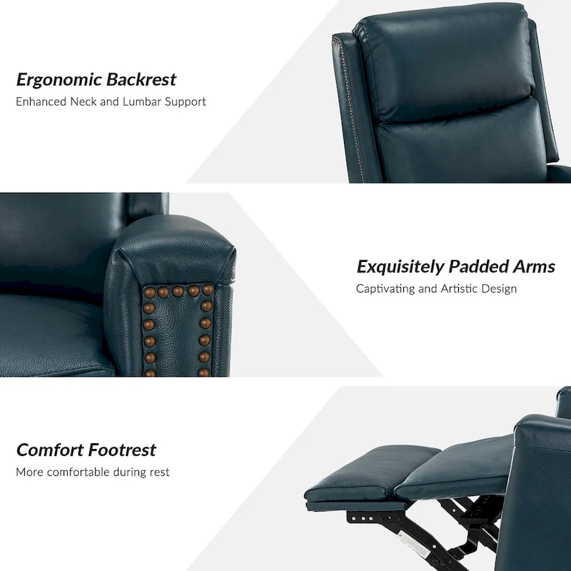 Fiacro 30.31Wide Modern Genuine Leather Wingback Swivel Rocker Recliner with Nailhead Trims, Set of 2