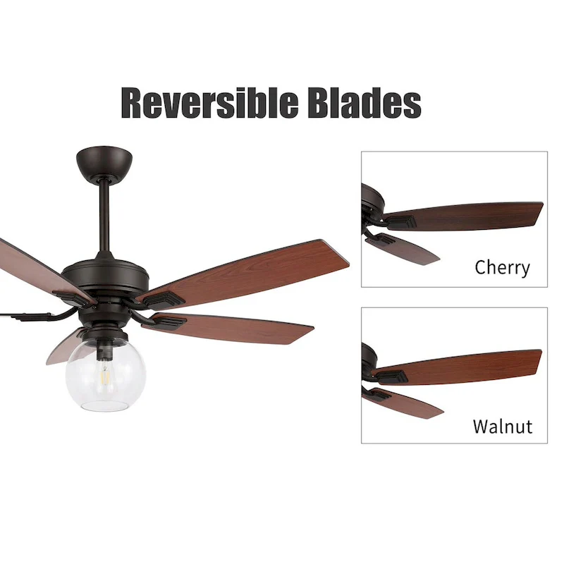 GetLedel 52-inch Industrial 5-Blade Reversible Ceiling Fan with Light and Remote Control